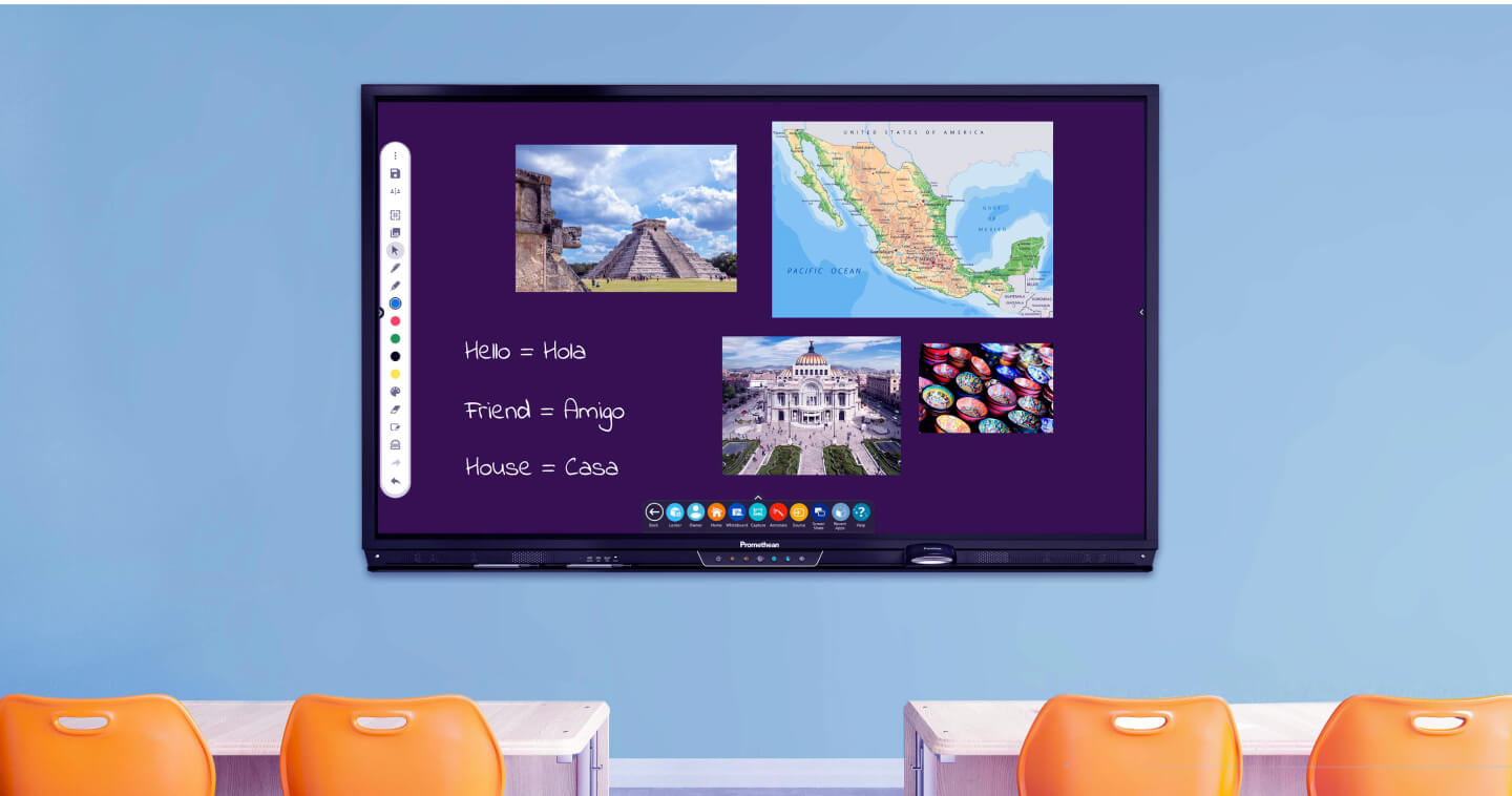 ActivPanel interactive display set up in a classroom. 