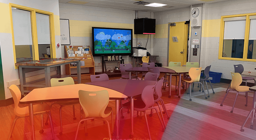 classroom with interactive flat panel