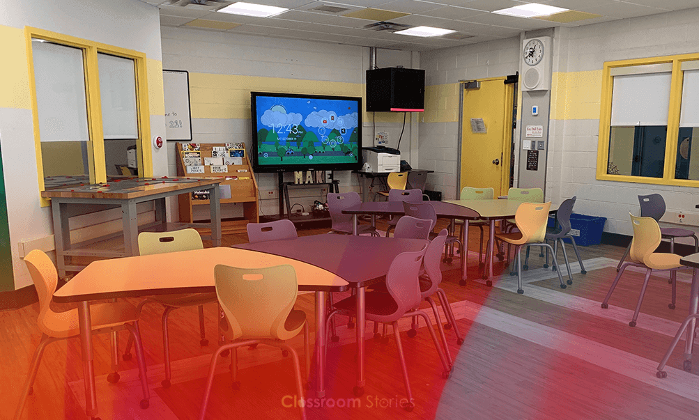 classroom with interactive flat panel