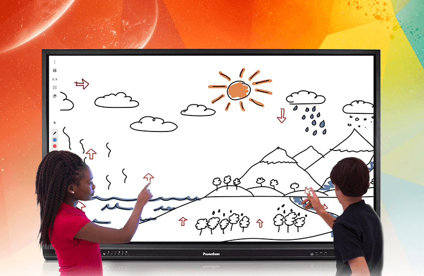 students using Promethean's whiteboard app on the ActivPanel