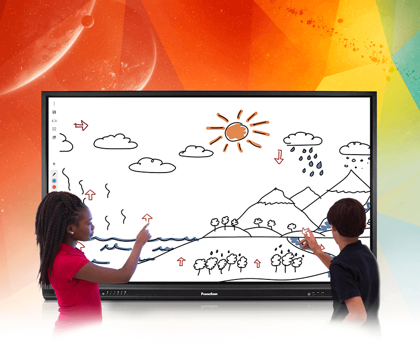 students using Promethean's whiteboard app on the ActivPanel
