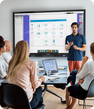 Business office holding a meeting using ActivPanel. 