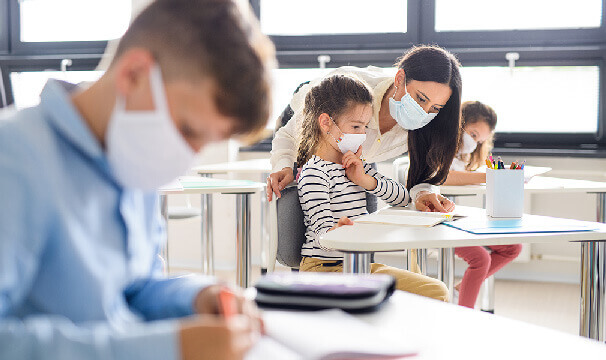 students working on assignments in the classroom