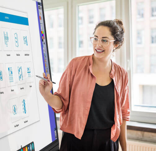 woman presenting using an ActivPanel.
