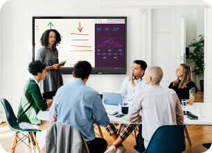 business team in a meeting using ActivPanel