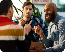 diverse group of people having a conversation