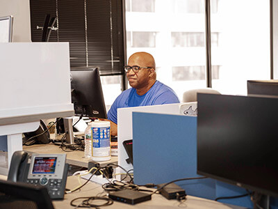 man working in a modern office.