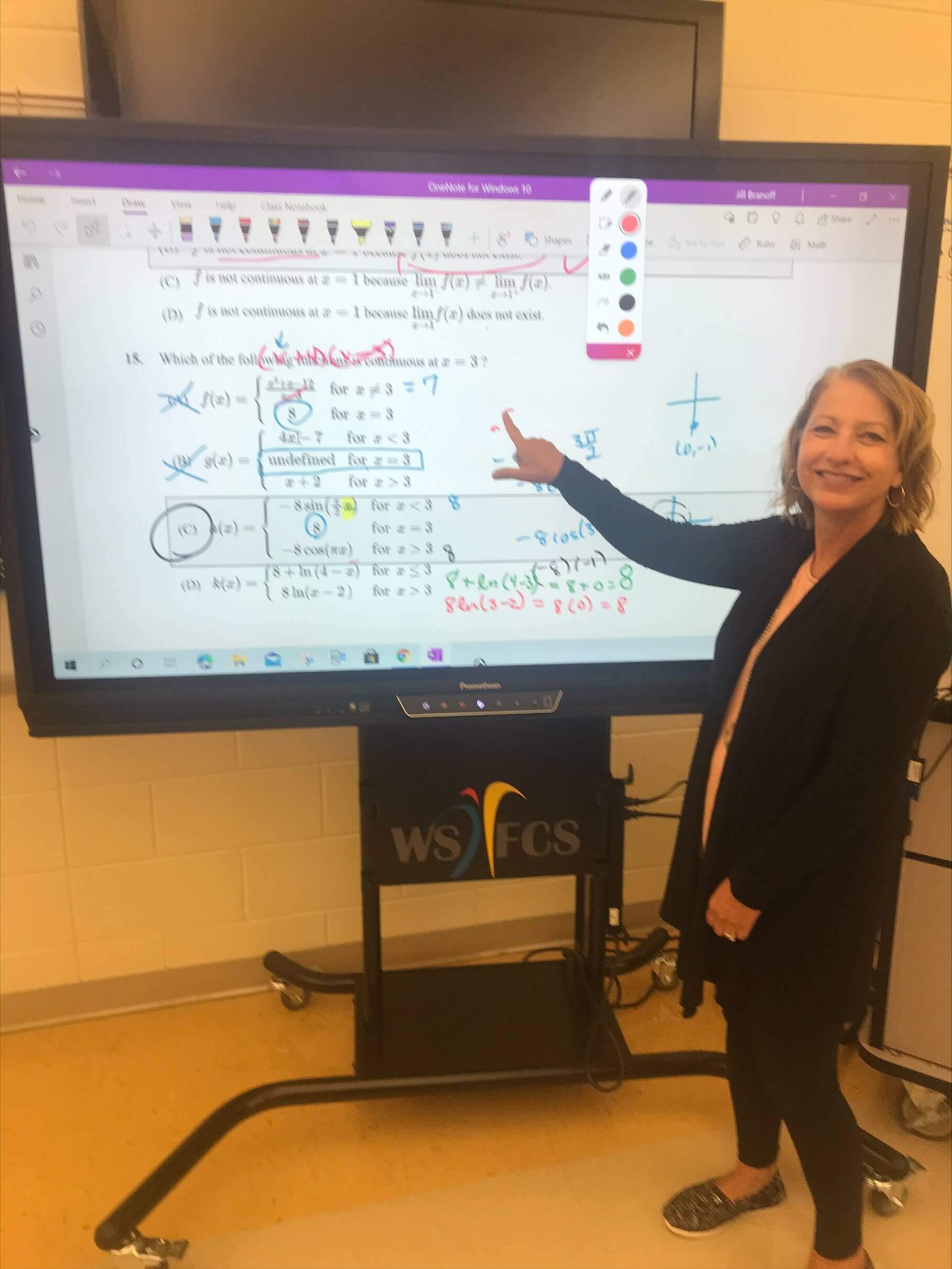 AP calculus teacher, Jill Branoff, at her ActivPanel