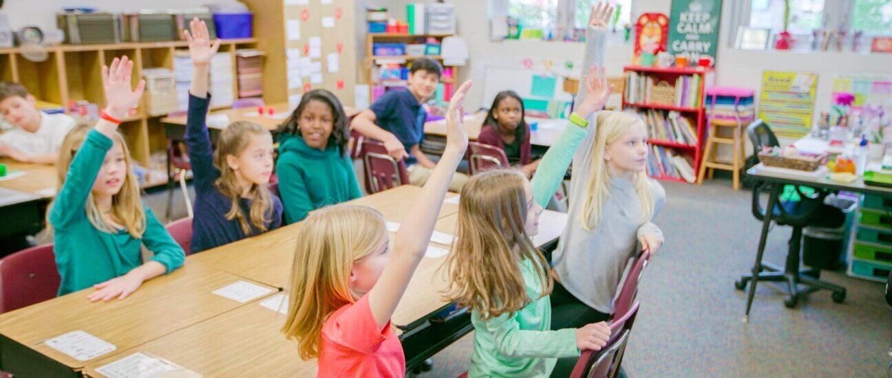 Students raising hands