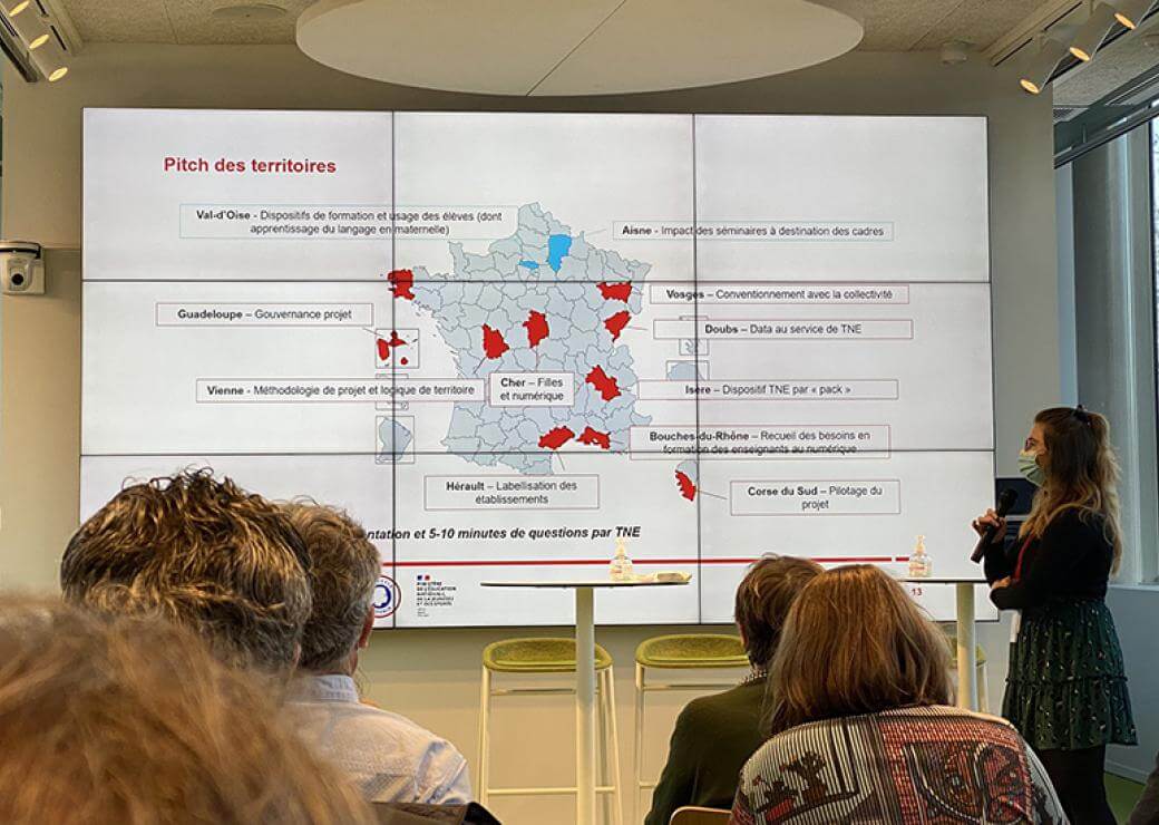 Une carte des territoires choisis pour intégrer le projet TNE.