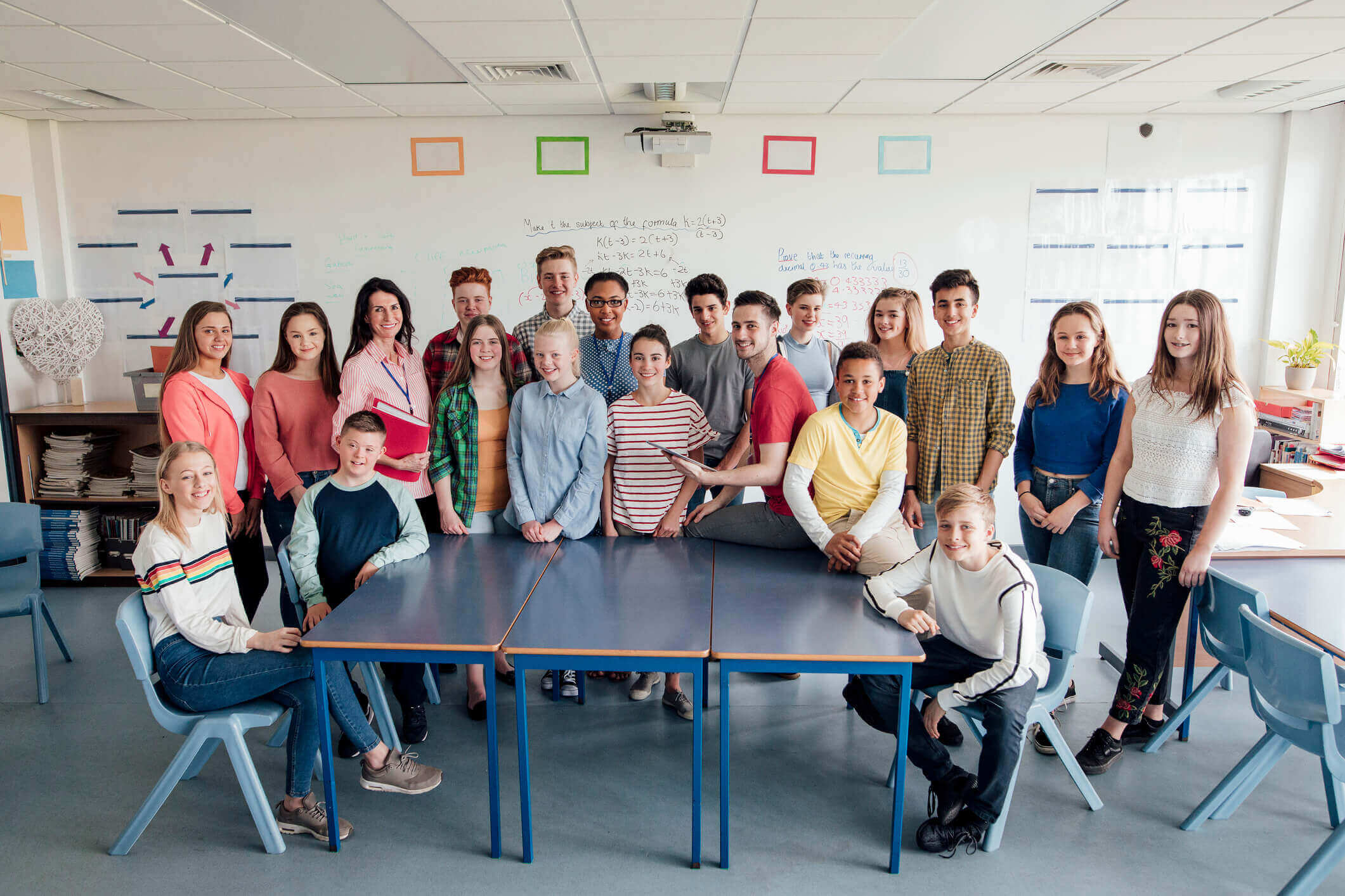 group of students in the classroom including neurodiverse students