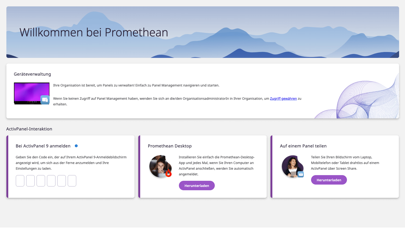 Startseite Promethean Plattform