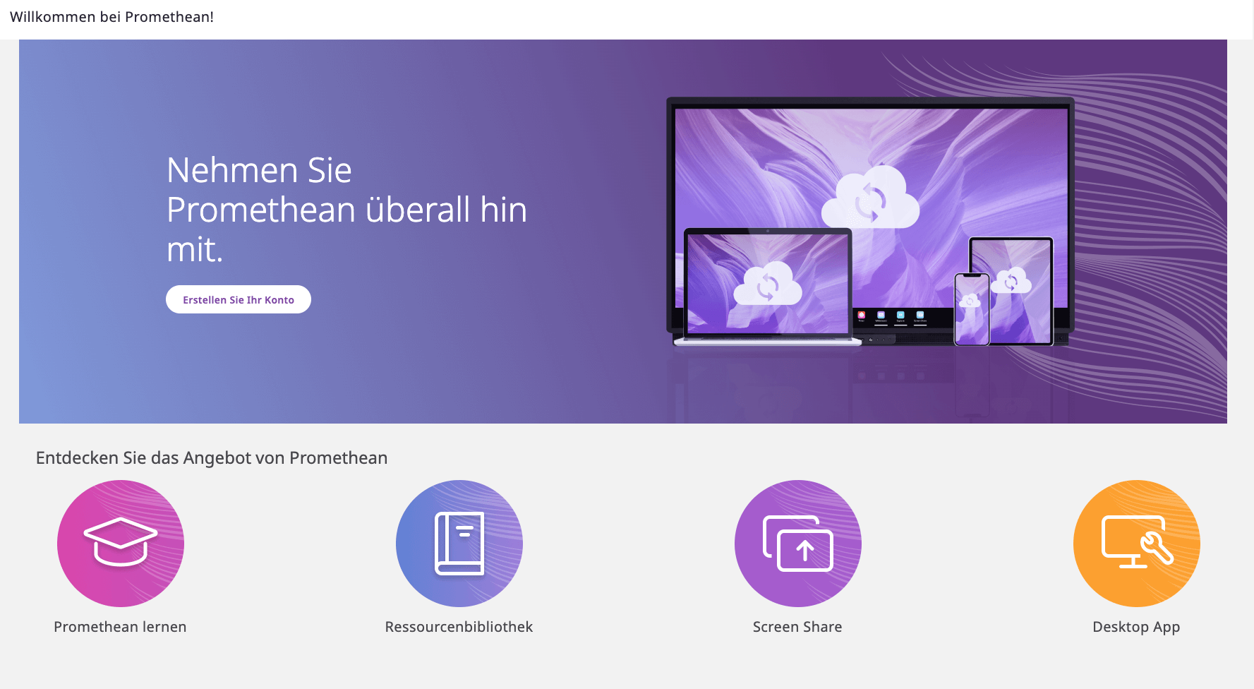 Startseite Promethean Plattform
