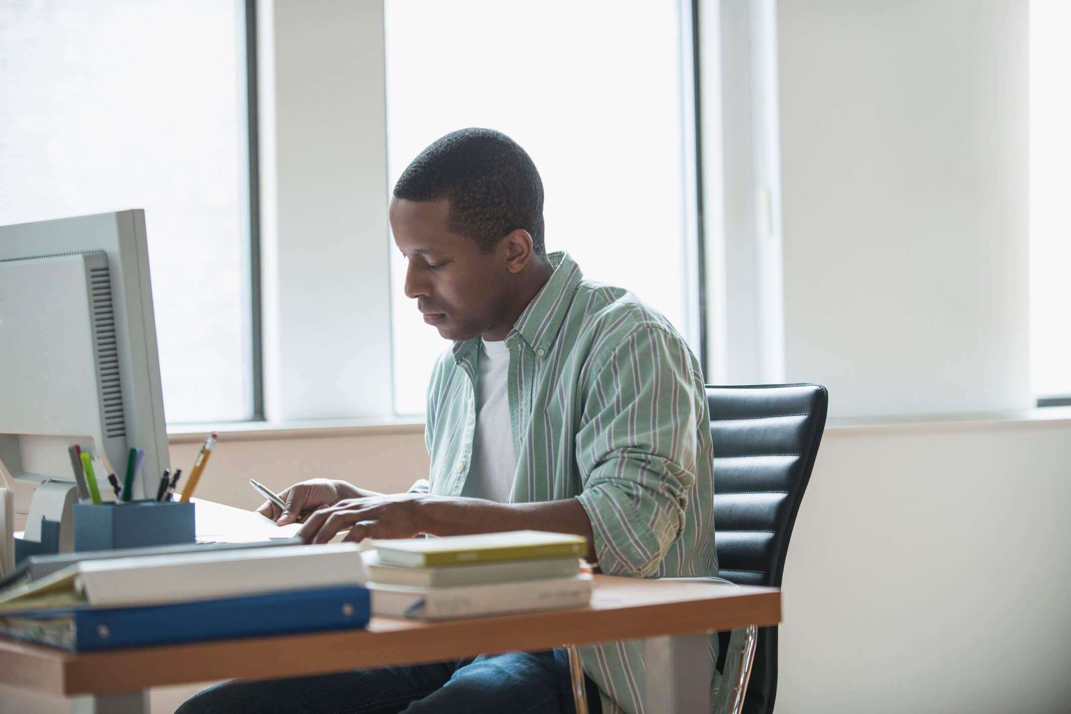 student working on an online course
